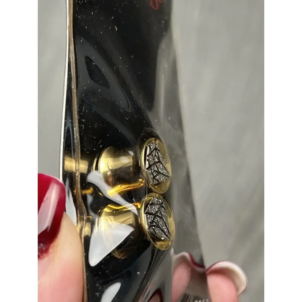 BodyRage 00G Steel Ear Plugs Gold‎ Black Geometric Design
